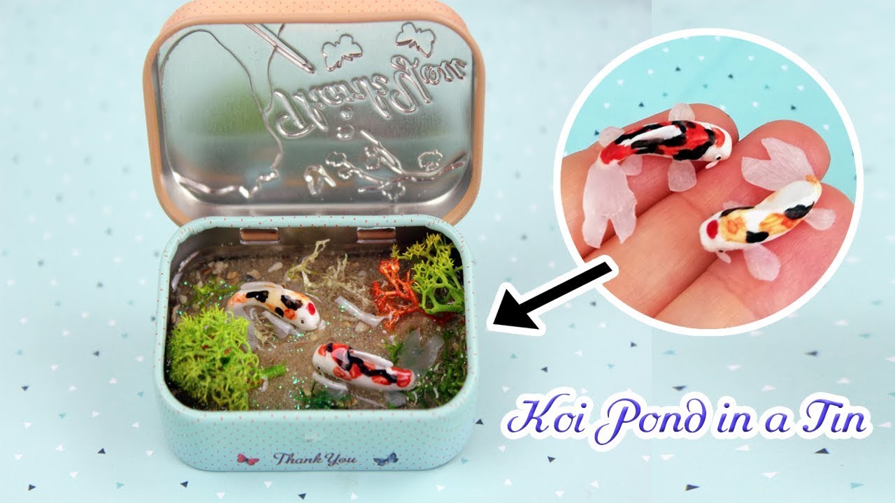 How to make a mini KOI POND in a TIN/ Polymer Clay and Resin Tutorial