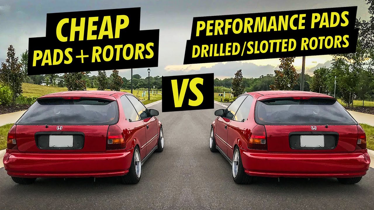 BRAKE TEST! CHEAP vs DRILLED/SLOTTED ROTORS & PERFORMANCE PADS
