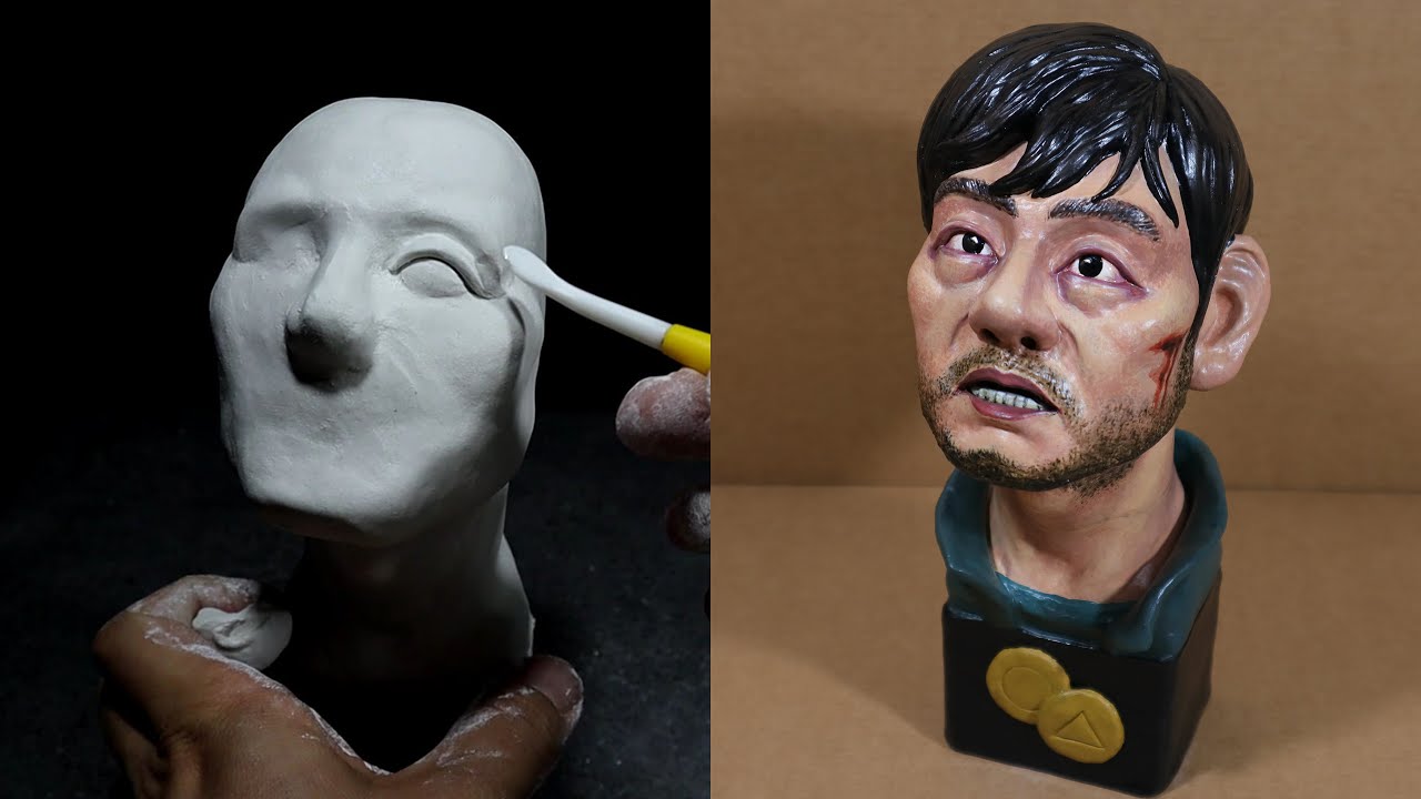 How to Sculpt Squid Game 218 Sang Woo - 오징어 게임 Paper Clay Sculpting