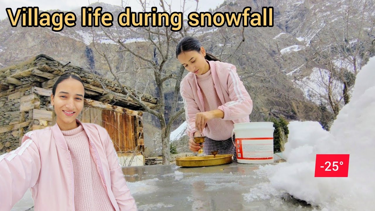 फिर से बर्फ पड़ने वाली है 🥶❄️ #winter #snowfall #village 