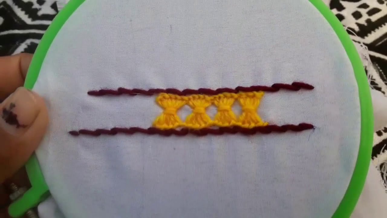 Damru line Embroidery hend work by geeta