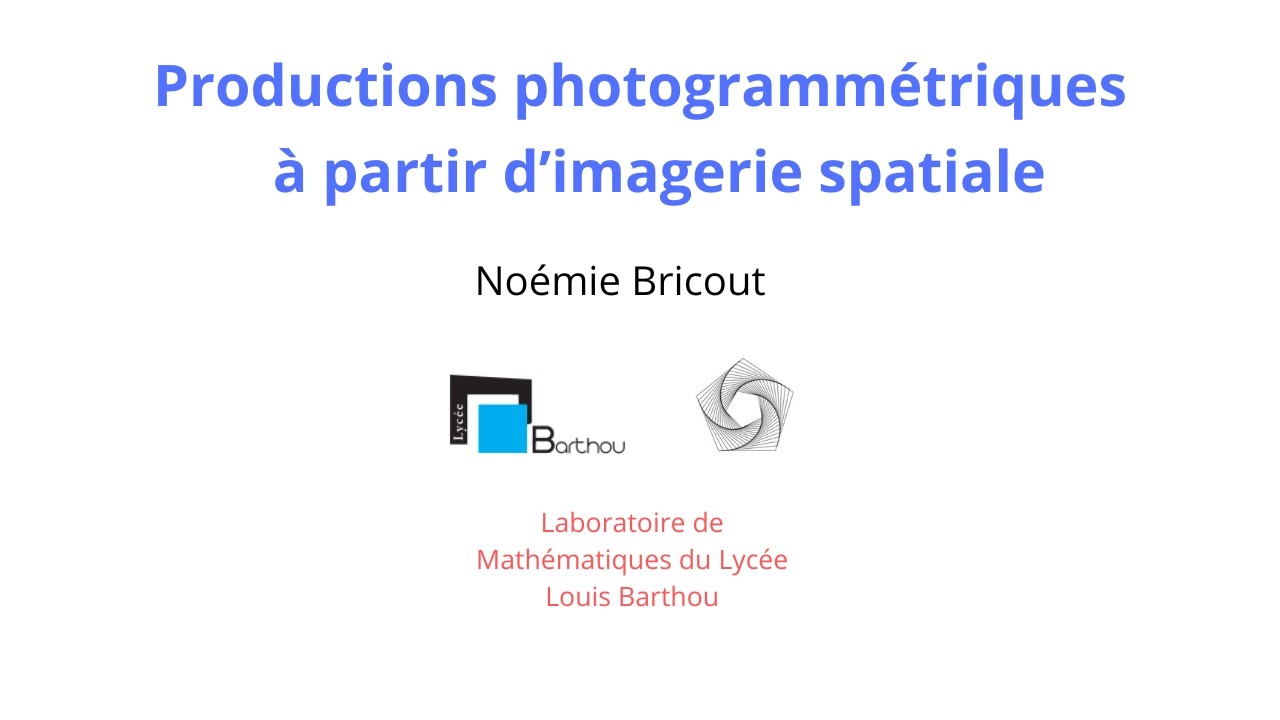 Productions photogrammétriques à partir d'imagerie spatiale par Noémie Bricout