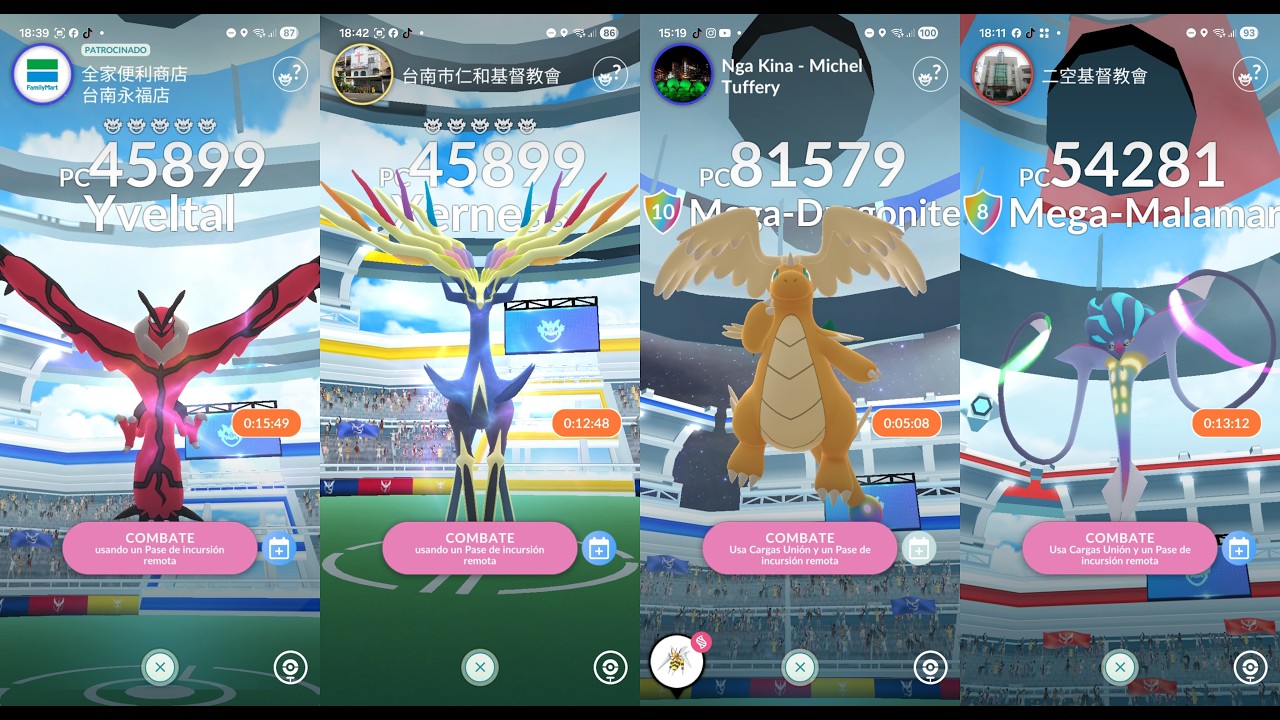 Invitaciones a MEGA DRAGONITE MALAMAR VICTREEBEL XERNEAS YVELTAL Pokemon GO live Remote raid invites