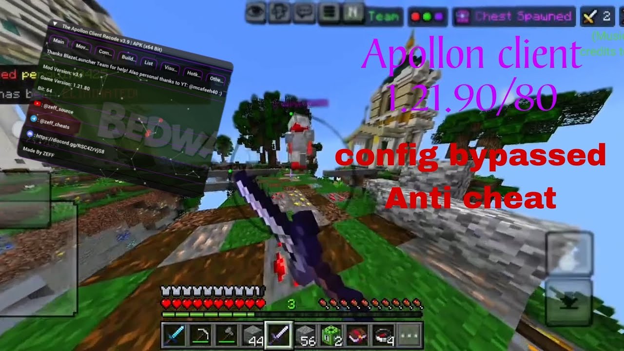 Minecraft Apollon Client 1.21.93/80 My Config🔥 bypassed Anti cheat hive