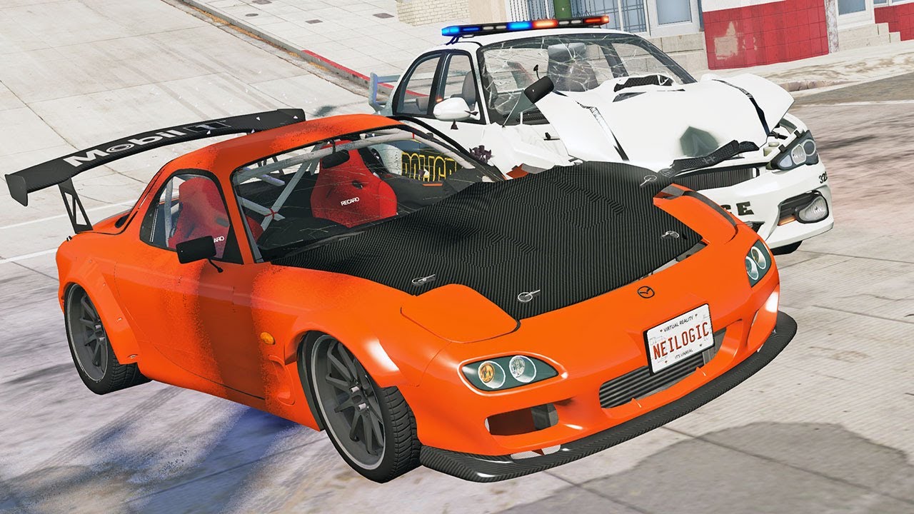 BeamNG MULTIPLAYER Police Chases On Grand Theft Auto Map! Insane Crashes! - BeamNG MP