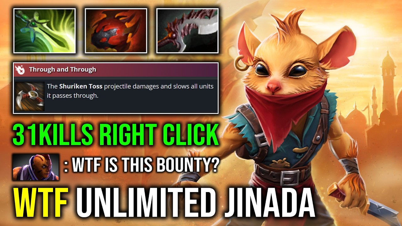 WTF UNLIMITED JINADA 1v5 Right Click Butterfly Abyssal Blade Offlane Bounty Hunter Dota 2