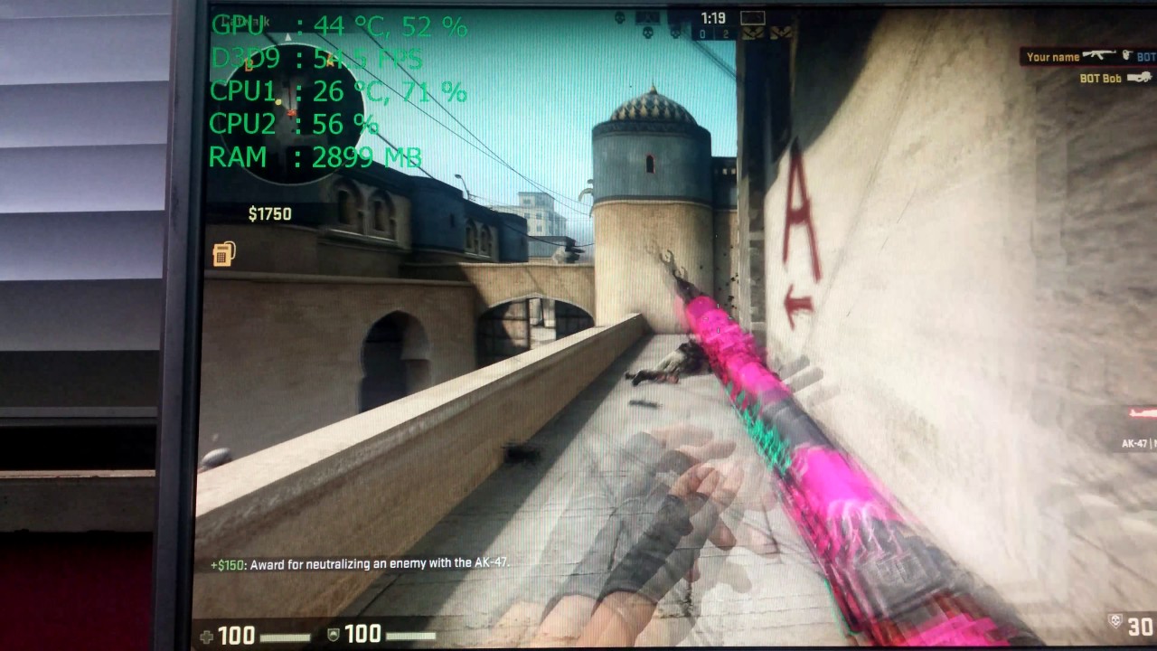 Test CS:GO on Athlon II X2 250 + 9800GT