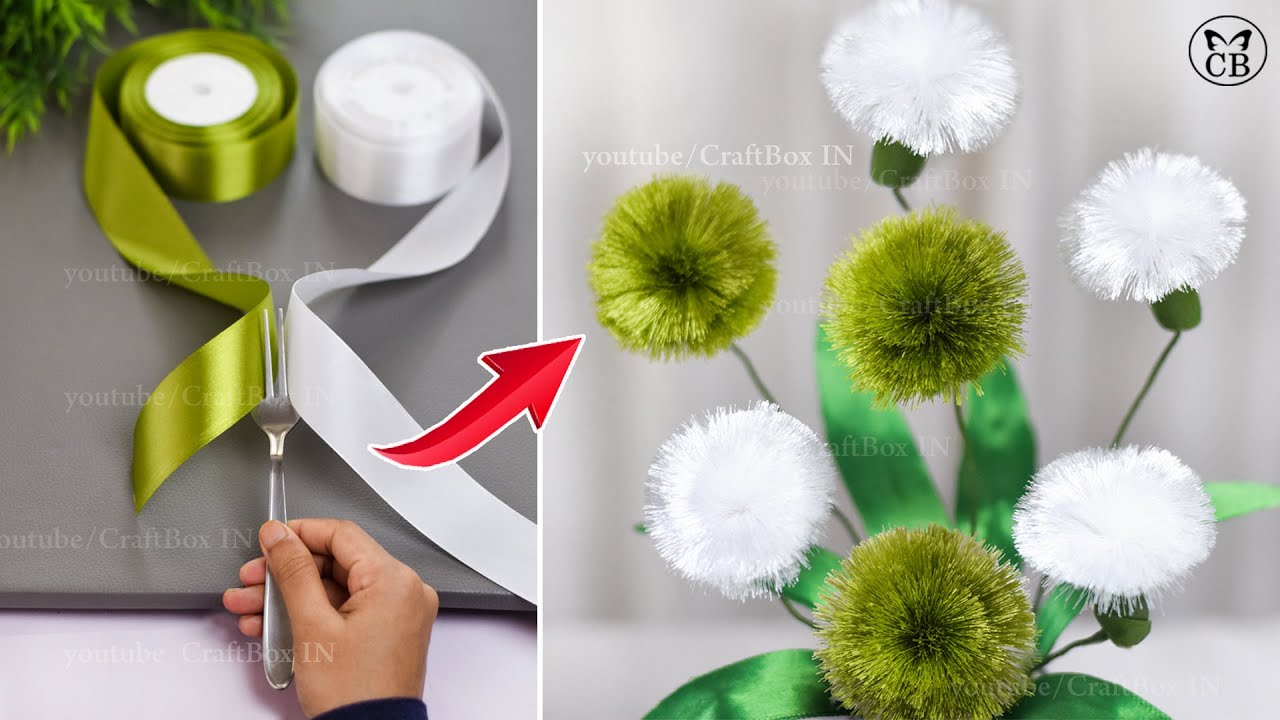 DIY Satin Ribbon reeds flowers | How to make ribbon crafts | best Ribbon decoration ideas