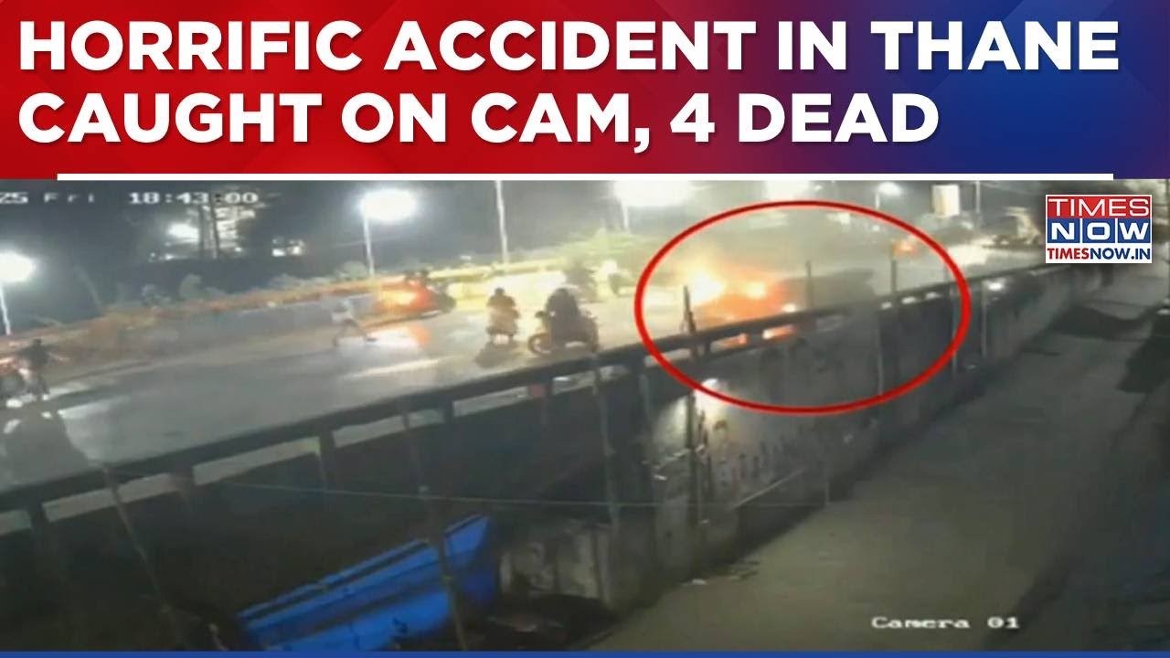 Thane News: Speeding Car From Wrong Side Rams Into Vehicles; 4 Dead | Deadly Accident Caught On Cam