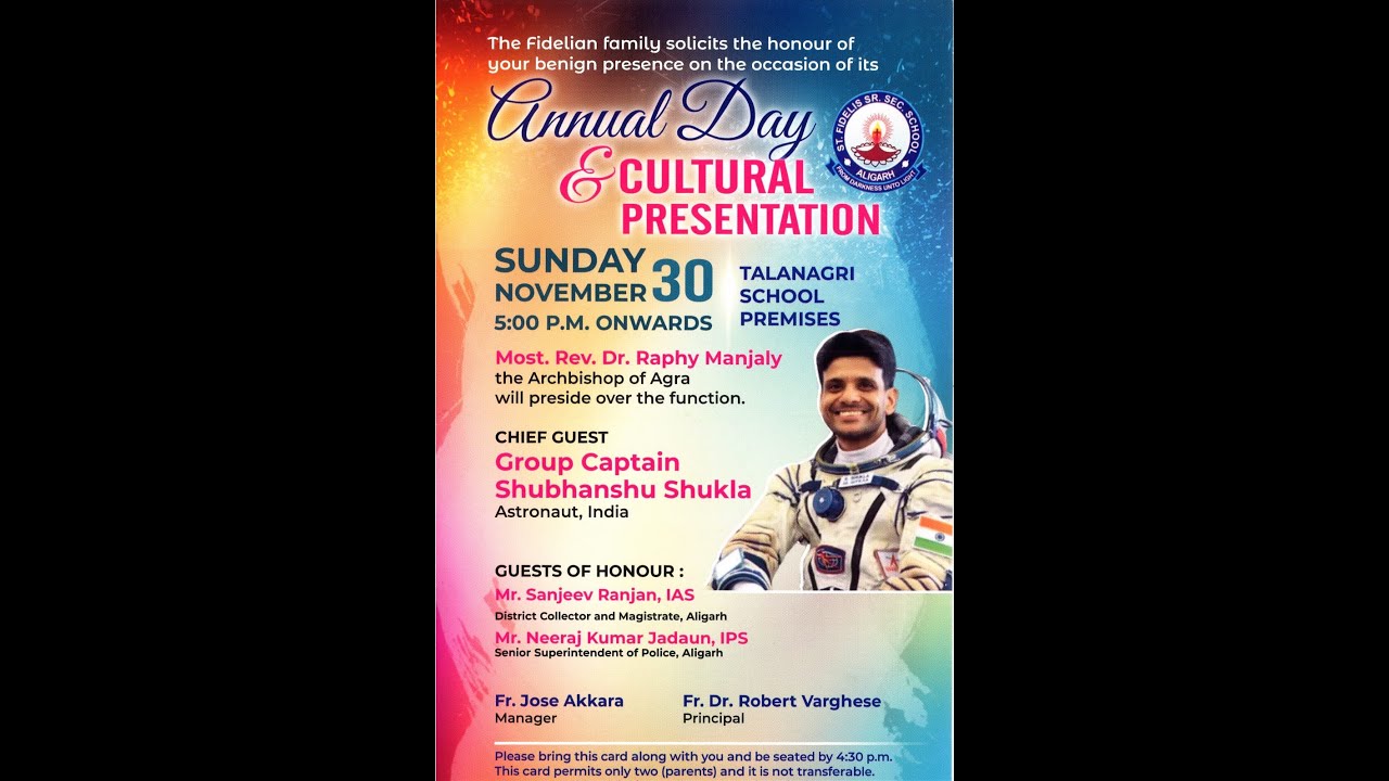Live - Interactive Session with Group Captain Shubhanshu Shukla !! St.Fidelis.Sec.School ,Aligarh