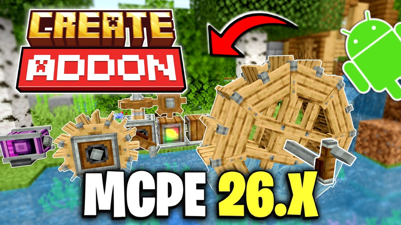 🔥 CREATE MOD para MINECRAFT PE (26.X)! | NUEVO ADDON GRATIS! 🤑