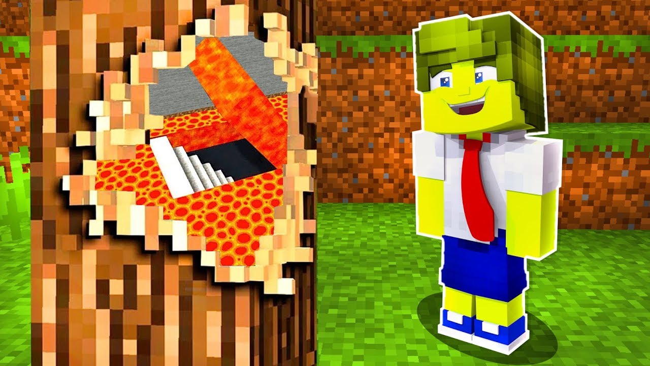 ESCONDERIJO SECRETO DENTRO DE UMA ÁRVORE NO MINECRAFT !!