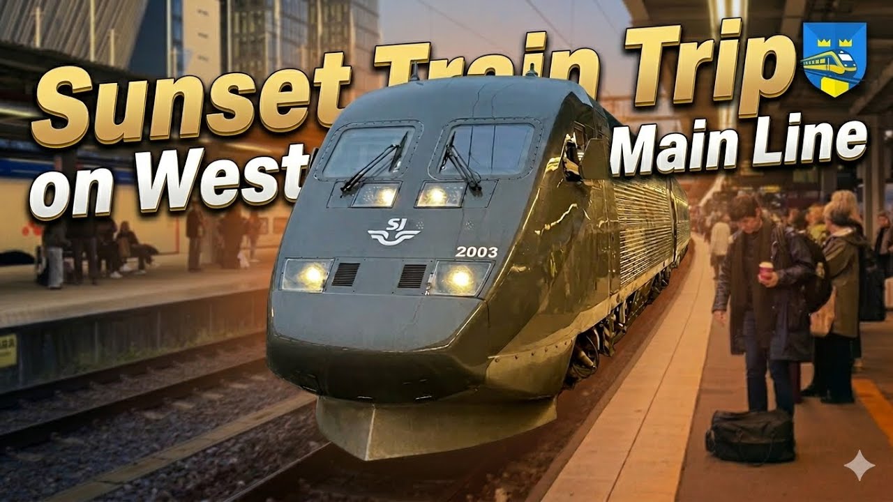 SUNSET TRAIN TRIP on WEST MAIN LINE - 4K Train Driver's View (to Stockholm)