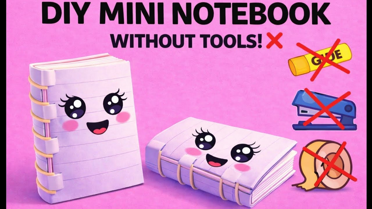 How to Make mini notebook at home | No glue cute paper craft | School DIY