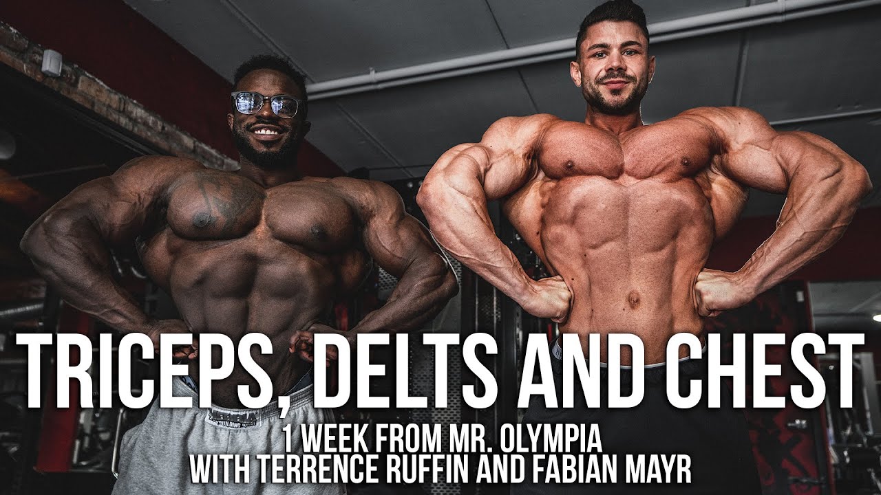 Triceps Delts and Chest with Fabian Mayr Terrence Ruffin Hypertrophy Coach - 1 week out Mr Olympia