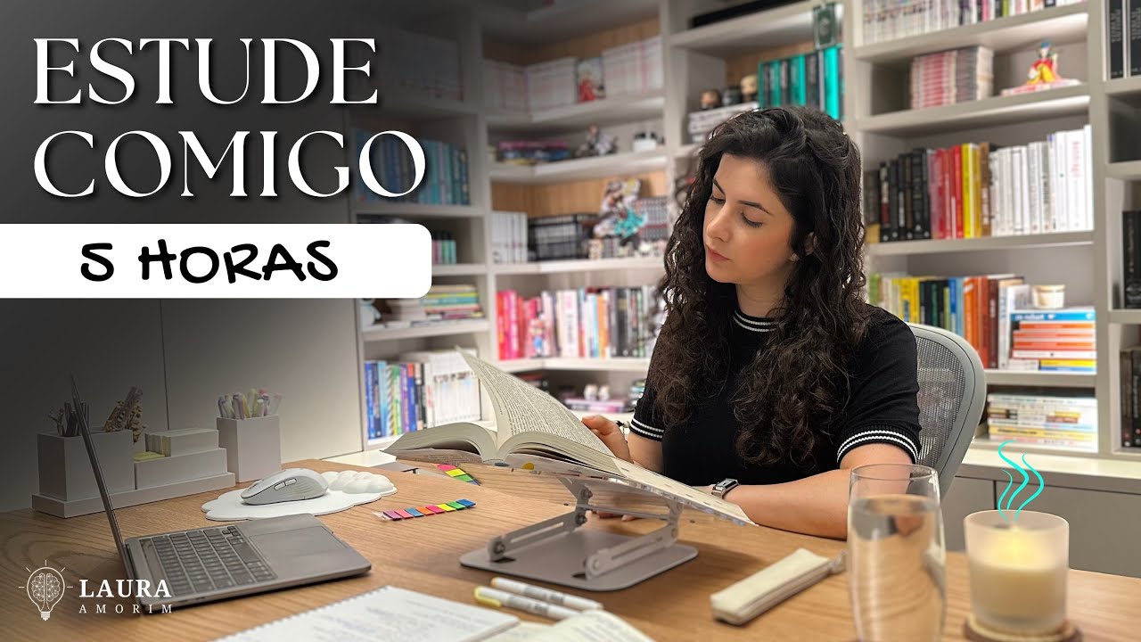 Estude comigo em TEMPO REAL (5 horas) #147 | Study with me | Laura Amorim