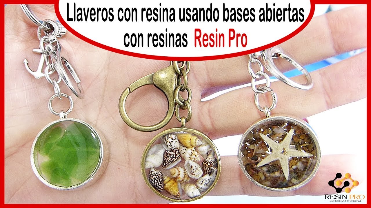 Llaveros con resina usando bases abiertas con resinas Resin Pro