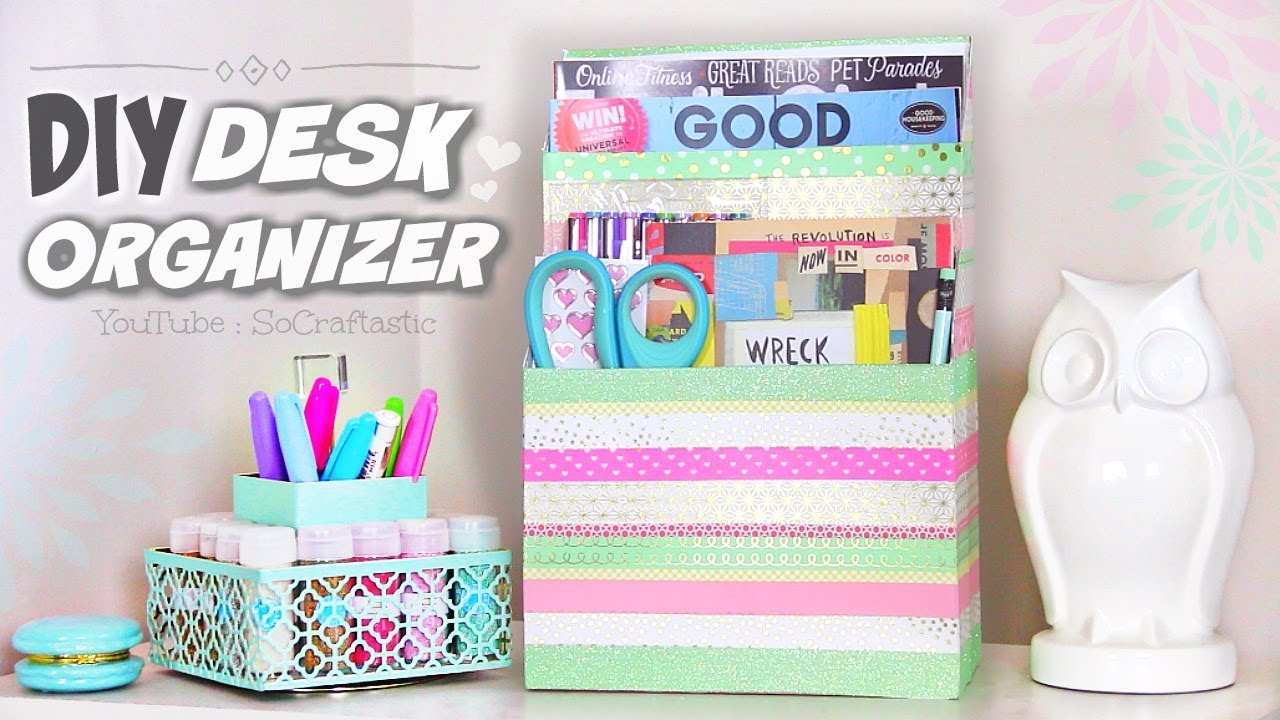 DIY DESK ORGANIZER with Washi Tape - Room Decor - Back To School How To | SoCraftastic