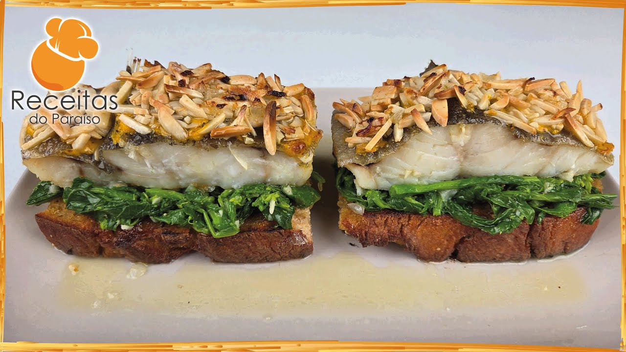 BACALHAU EM CAMA DE GRELOS E BROA, GRATINADO COM AMÊNDOA PALITADA  | 🍎Receitas do Paraíso