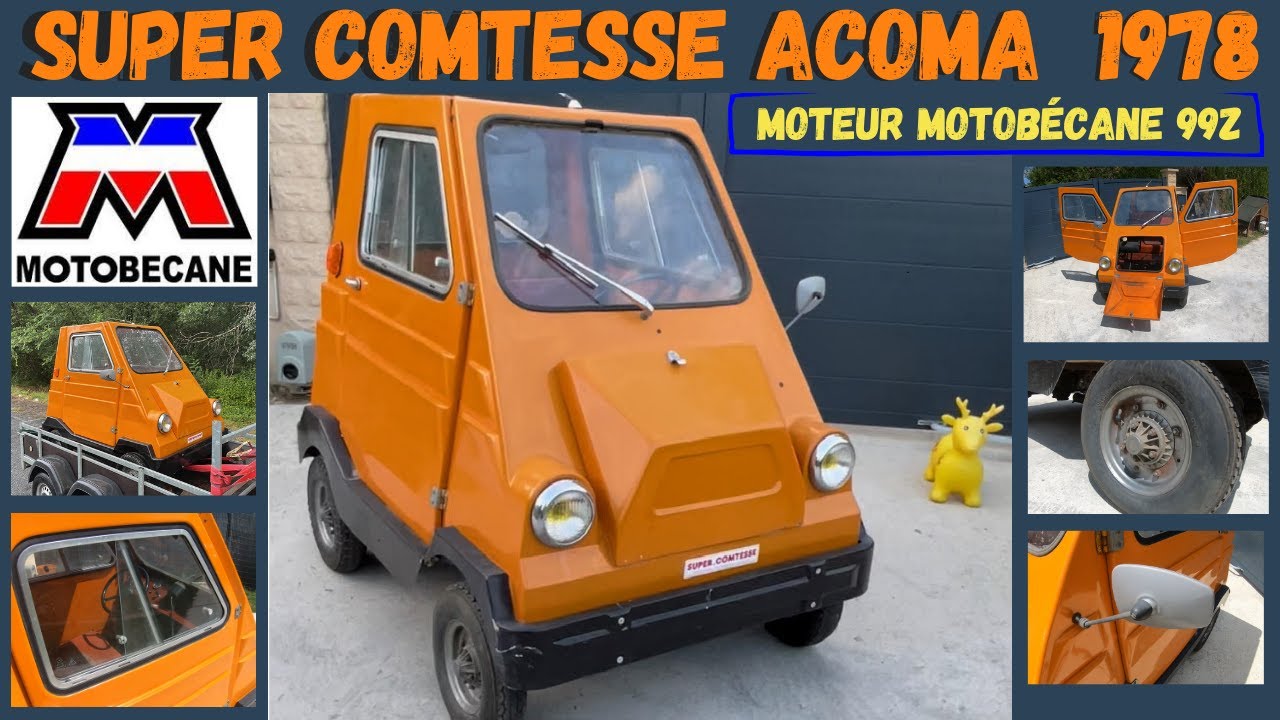 Un moteur Motobécane 99Z à contre piston dans une une voiture sans permis ACOMA Super Comtesse 1978