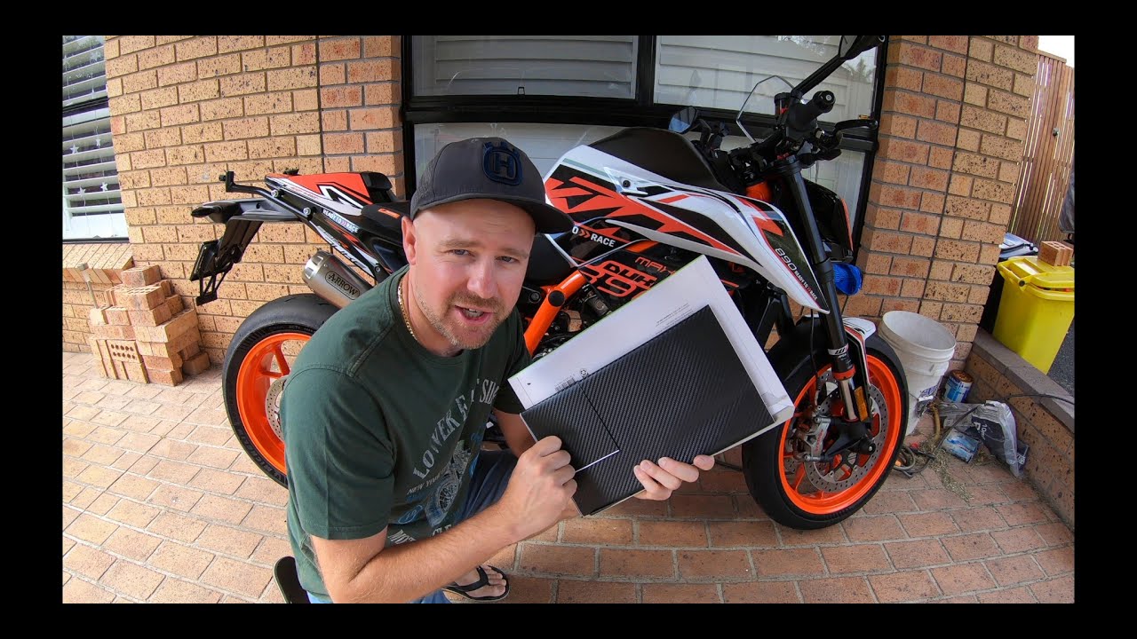 KTM 890 Duke R Fake Carbon Fiber Sticker Hack Build Video 394
