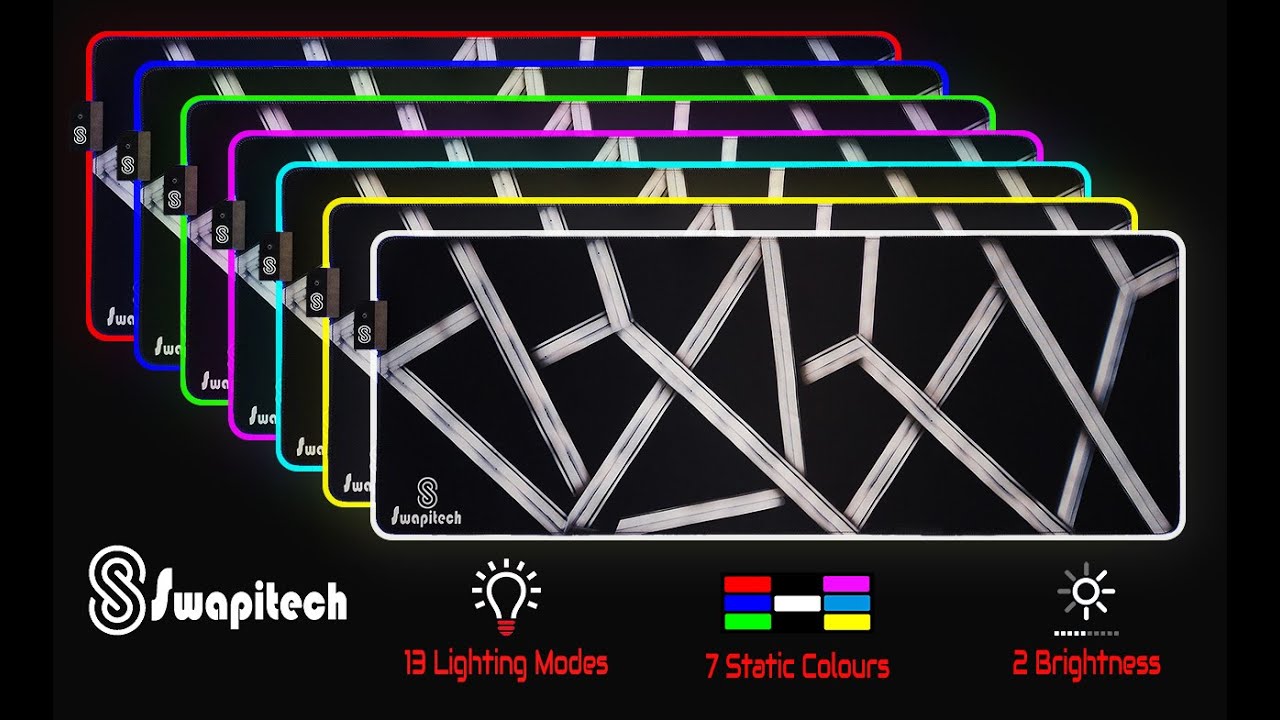 SWAPITECH GEOMETRIC BLACK RGB GAMING MOUSE PAD | Large Size Gaming Mousepad | Best Gaming Mousepad |