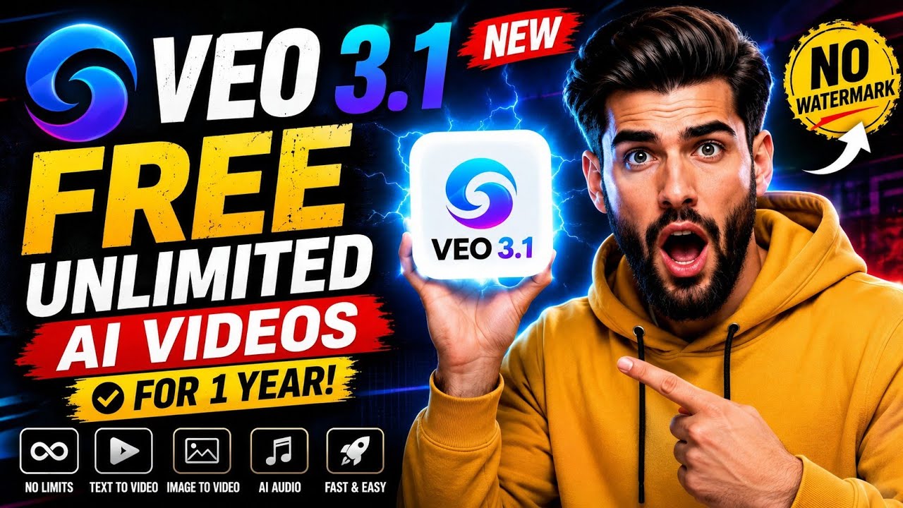 VEO 3.1 FREE Unlimited AI Videos for 1 Year | No Watermark