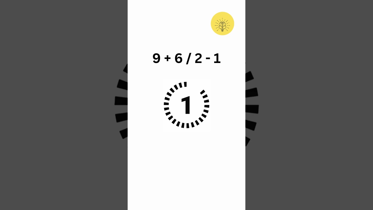 Mathematical Challenge: Can You Solve It? |  math equation: 9 + 6 / 2 - 1 =? | BrainHunt | #shorts
