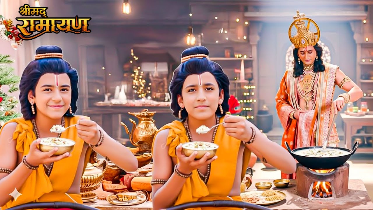 देखिए श्री राम ने खिलाया लव कुश को अपने हाथों से बनाकर सूजी का हलवा || Shrimad Ramayan