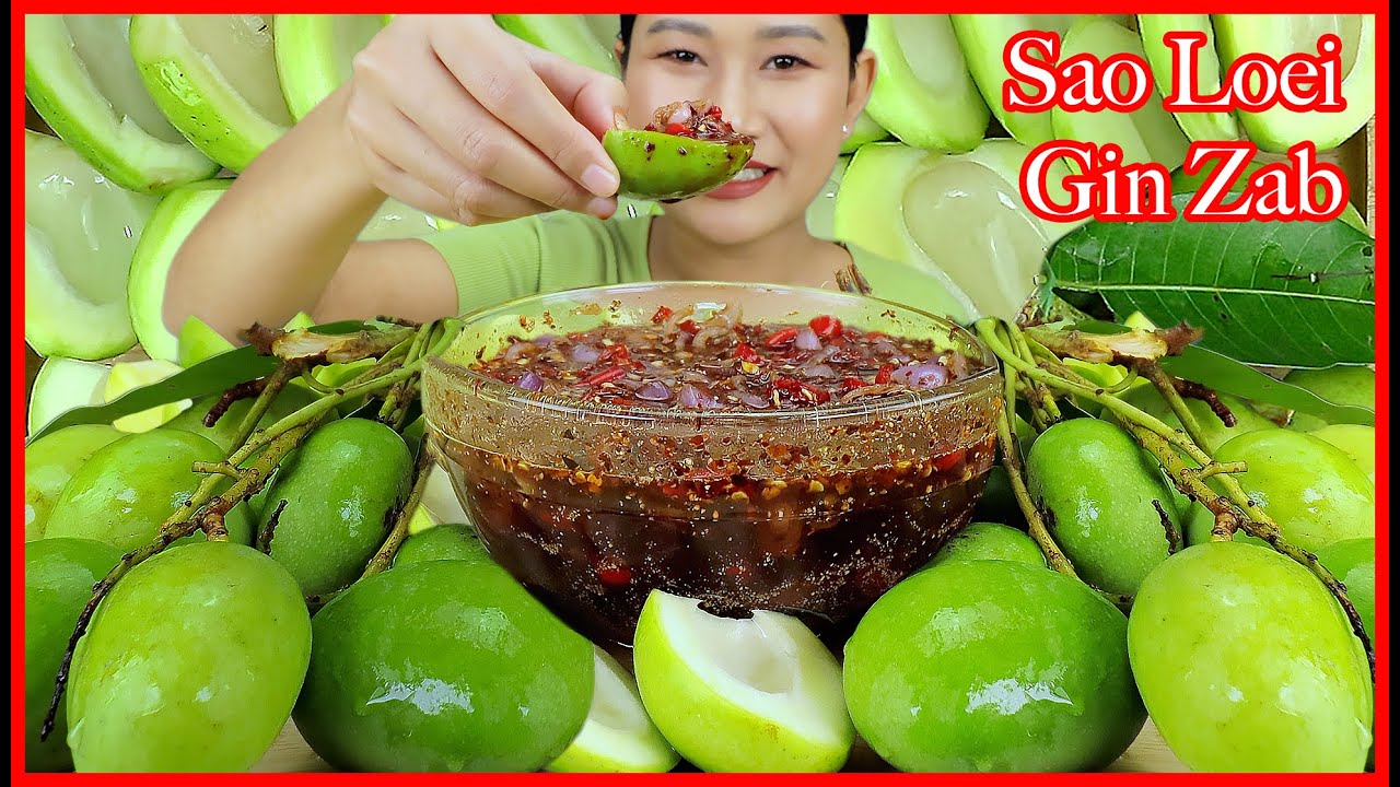 กินมะม่วงเบาเปรี้ยวๆกรอบๆจิ้มแจ่วปลาร้า|สูตรน้ำจิ้ม|Sour Mango with spicy dip|Mukbang|ENG/SUB|EP.835