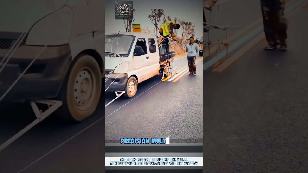 Automatic Road Line Striping Machine! Precision Multi-Color Road Marking in One Pass