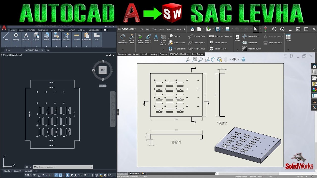 SolidWorks | Autocad' ten Sac Levhaya Çevirme