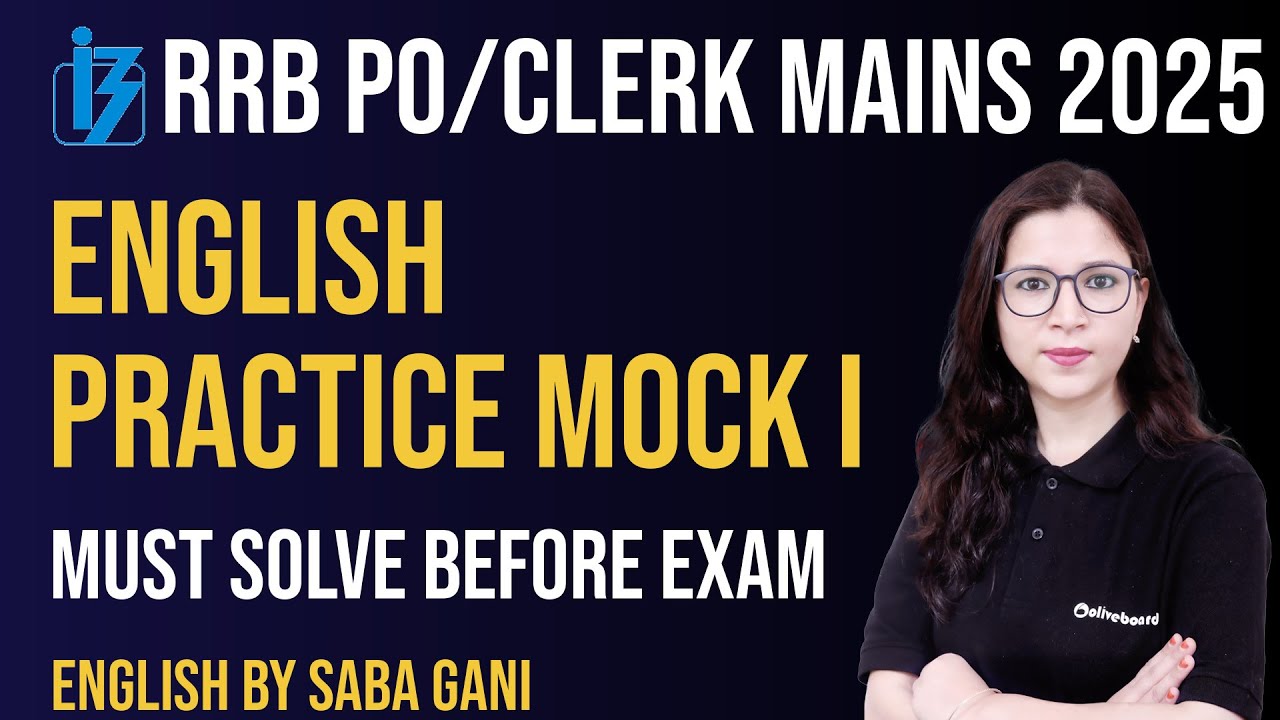 Mains English Practice Mock Test - 1  | RRB PO Mains English | RRB Clerk Mains English by Saba Gani