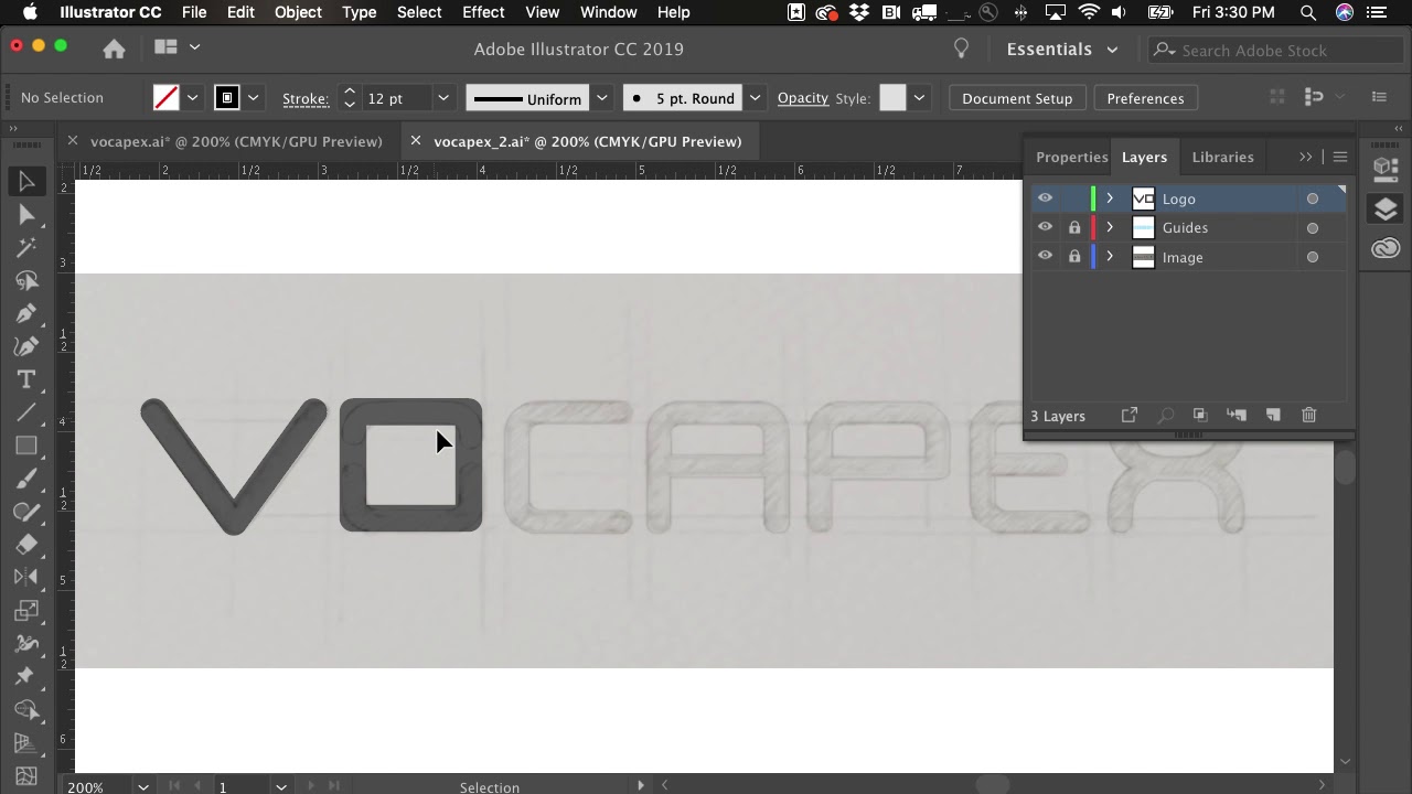 Tracing a logo efficiently in Illustrator with Smart Guides and Strokes