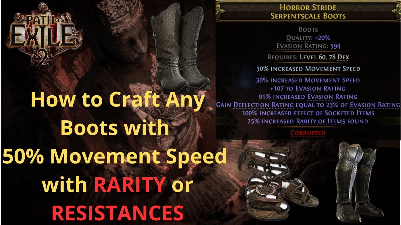 [PoE2] Easy Craft: 50% Movement Speed Boots with Rarity or Resistances