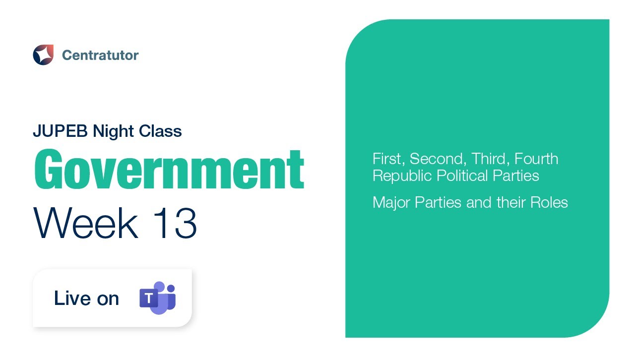 JUPEB Government Night Class 2025 - Week 13