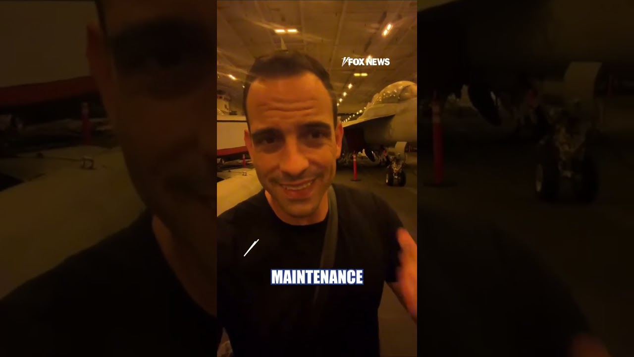 US carrier's hangar PACKED with warplanes as Iran pressure boils #shorts #foxnews #iran