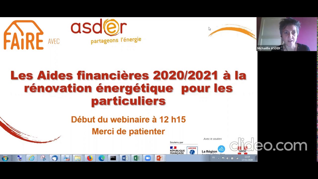 Webconférence de l'ASDER-Espace FAIRE Savoie-Aides financières à la rénovation, Ma Prime Renov' 2021