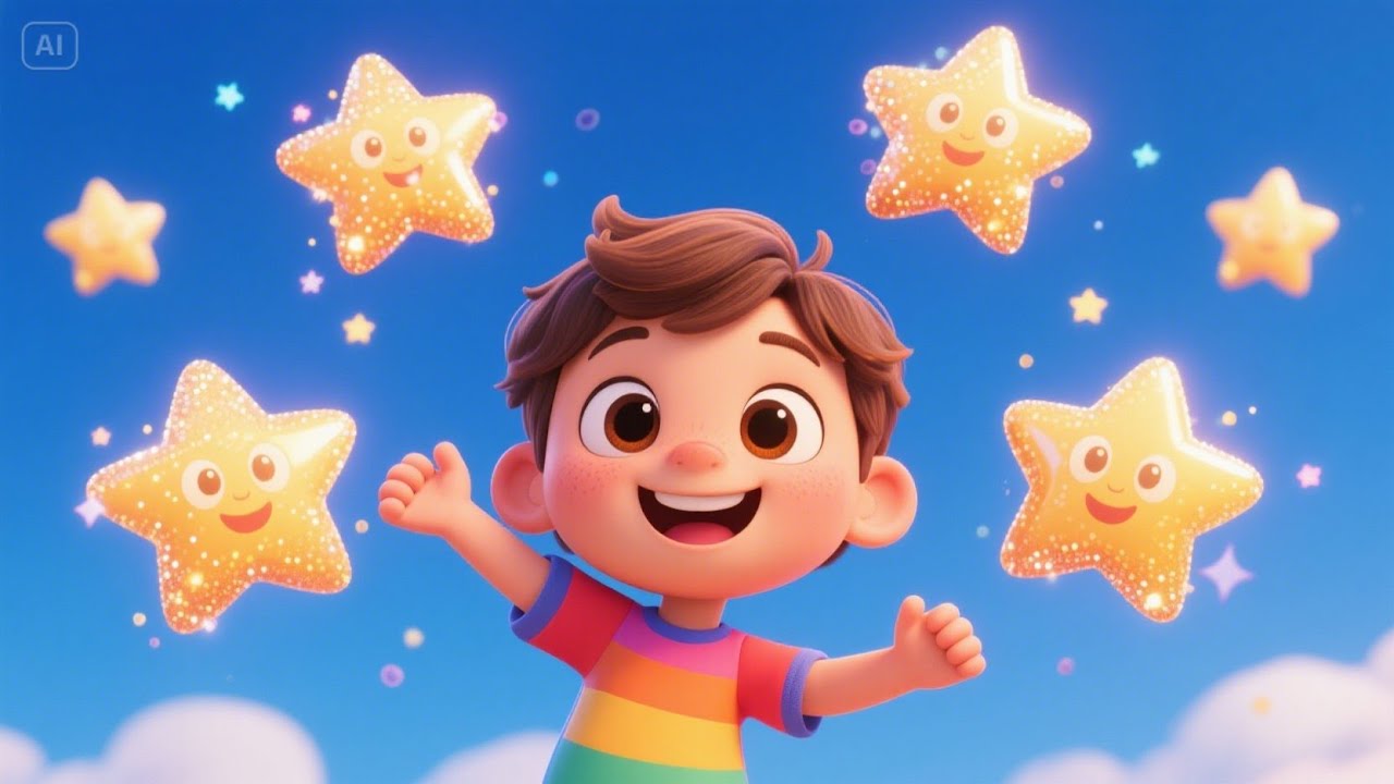 Count the Stars in the Sparkling Sky + More | Peaceful Bedtime Counting Rhyme for Kids
