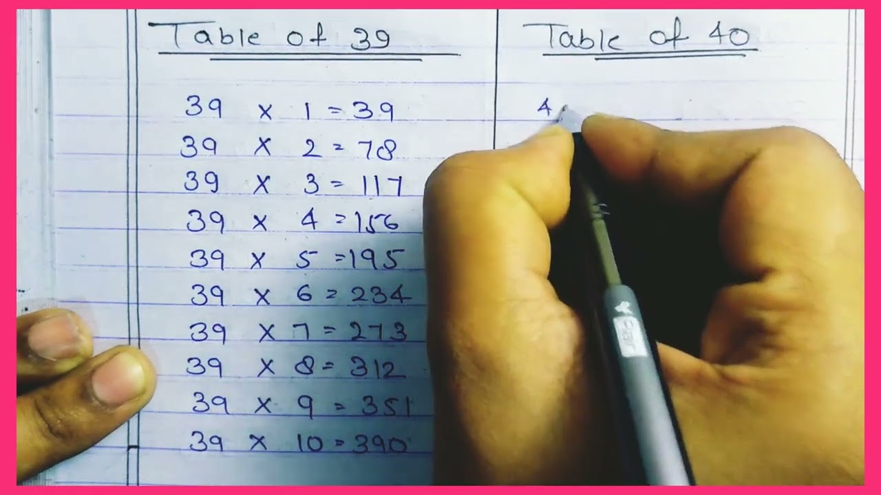 Table of 39 and 40/Educational videos/Maths