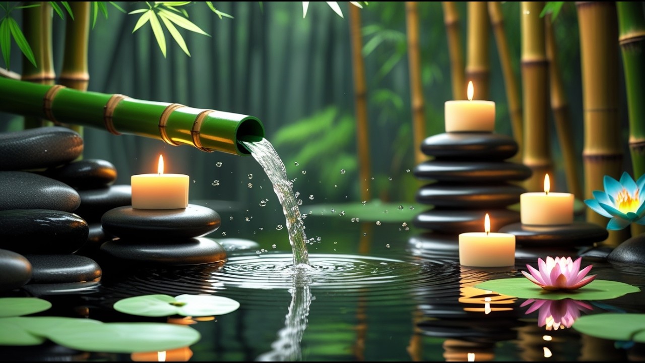 Calming Bamboo Water Sounds 💧🎋 with Gentle Piano for Sleep, Stress Relief and Healing #625