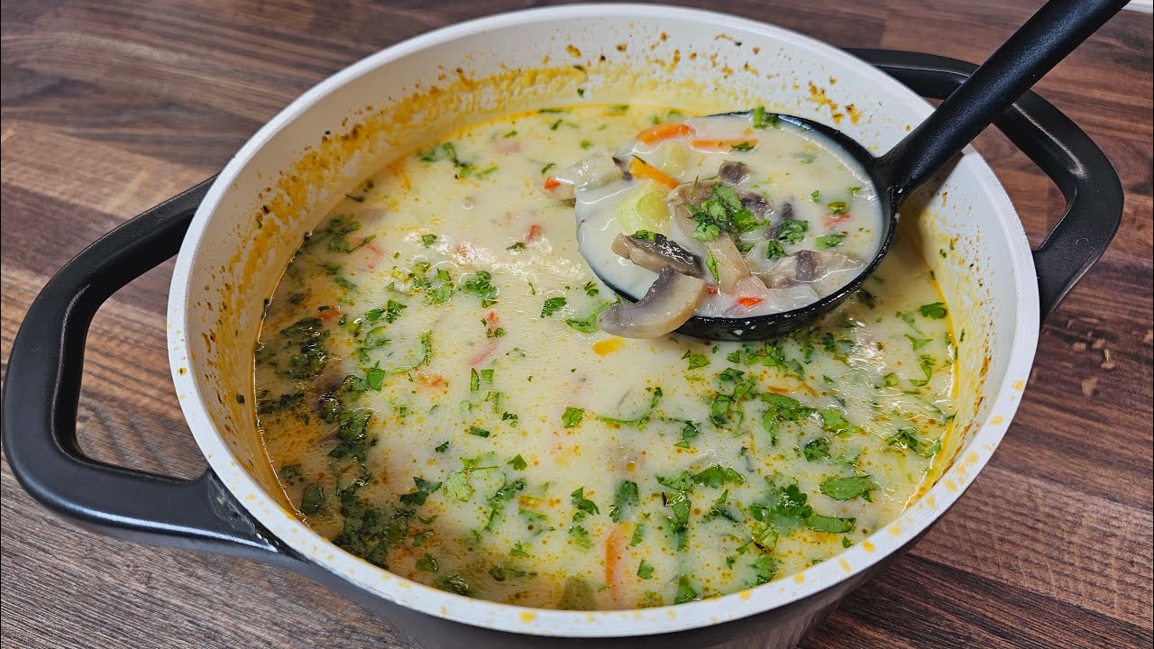 Сливочный суп с грибами! Это вкусный рецепт супа, который можно готовить каждый день!