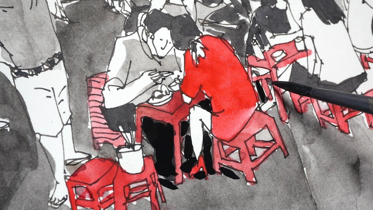 Vietnam Roadside Stalls (Sketching timelapse)