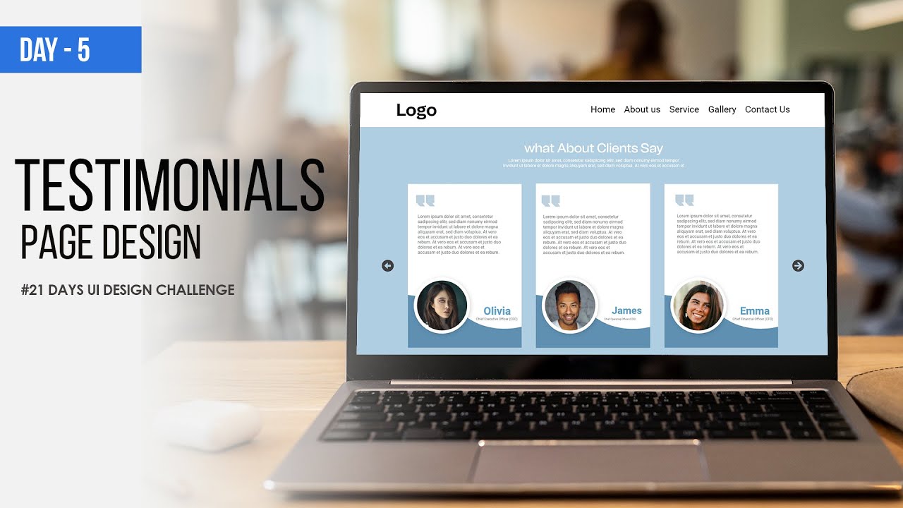 21 Days UI Design Challenge | Day - 05 | Testimonial Page Design | Adobe XD
