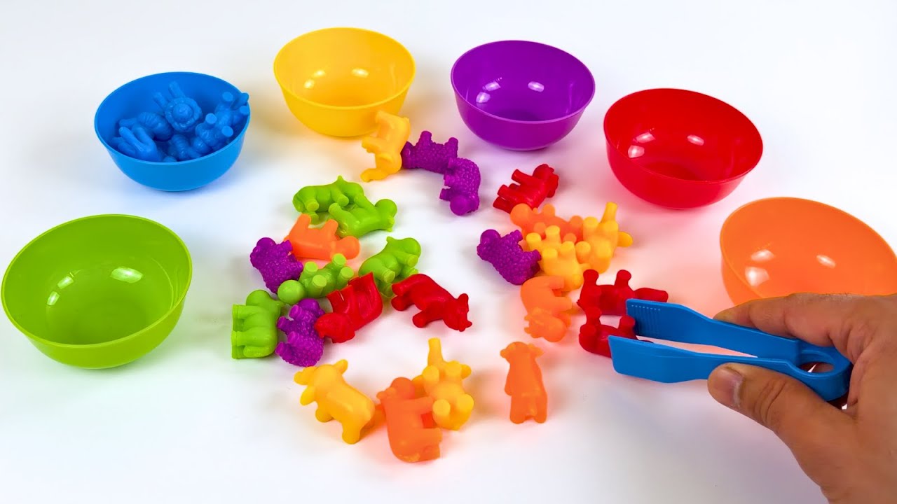 Animal Counting & Color Learning 🦁🐘 | Blue Lion, Yellow Elephant & More | Toddler Learning