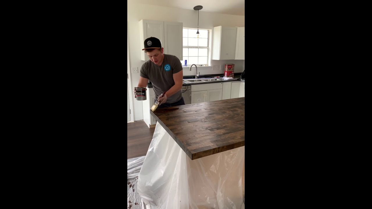 How to stain and finish butchers block kitchen island