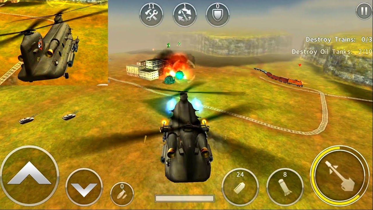 CHINOOK Helicopter Destroy OIL Tanks Gaming || Gunship Battle Level-6 Android Mobile Gameplay