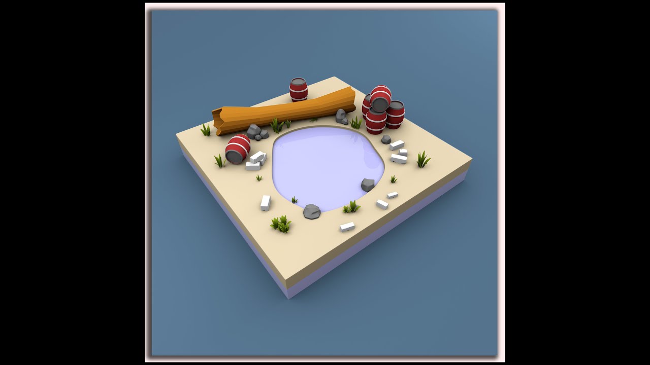 Low Poly Pond in Autodesk maya I Vray I Game Design I 3d Environment design