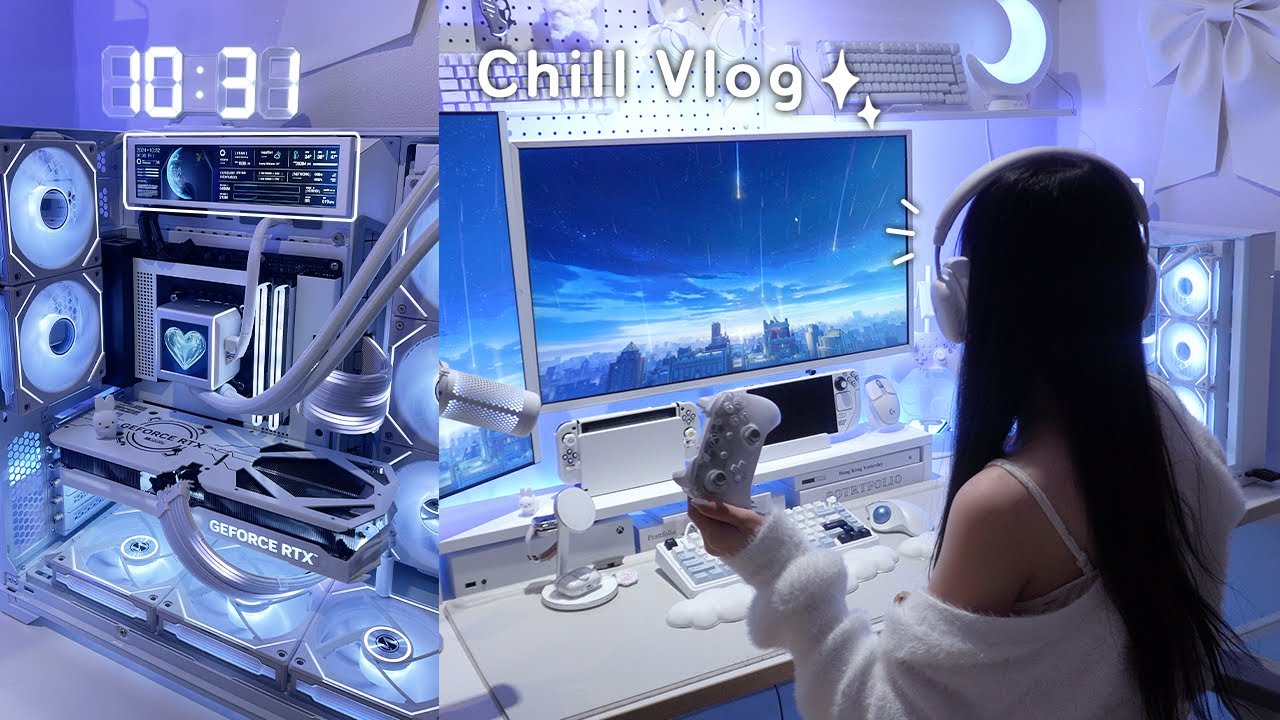 Vlog🎮 | Hikikomori's Day 🛌 Overcoming lethargy, gaming and binge eating, adding ip panel to PC 💻