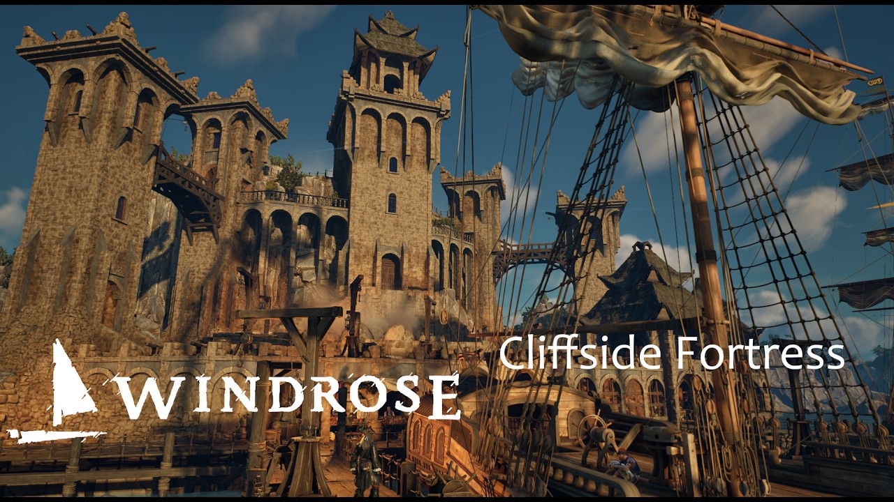 Windrose Base Build | Cliffside Fortress Relaxing Walkthrough